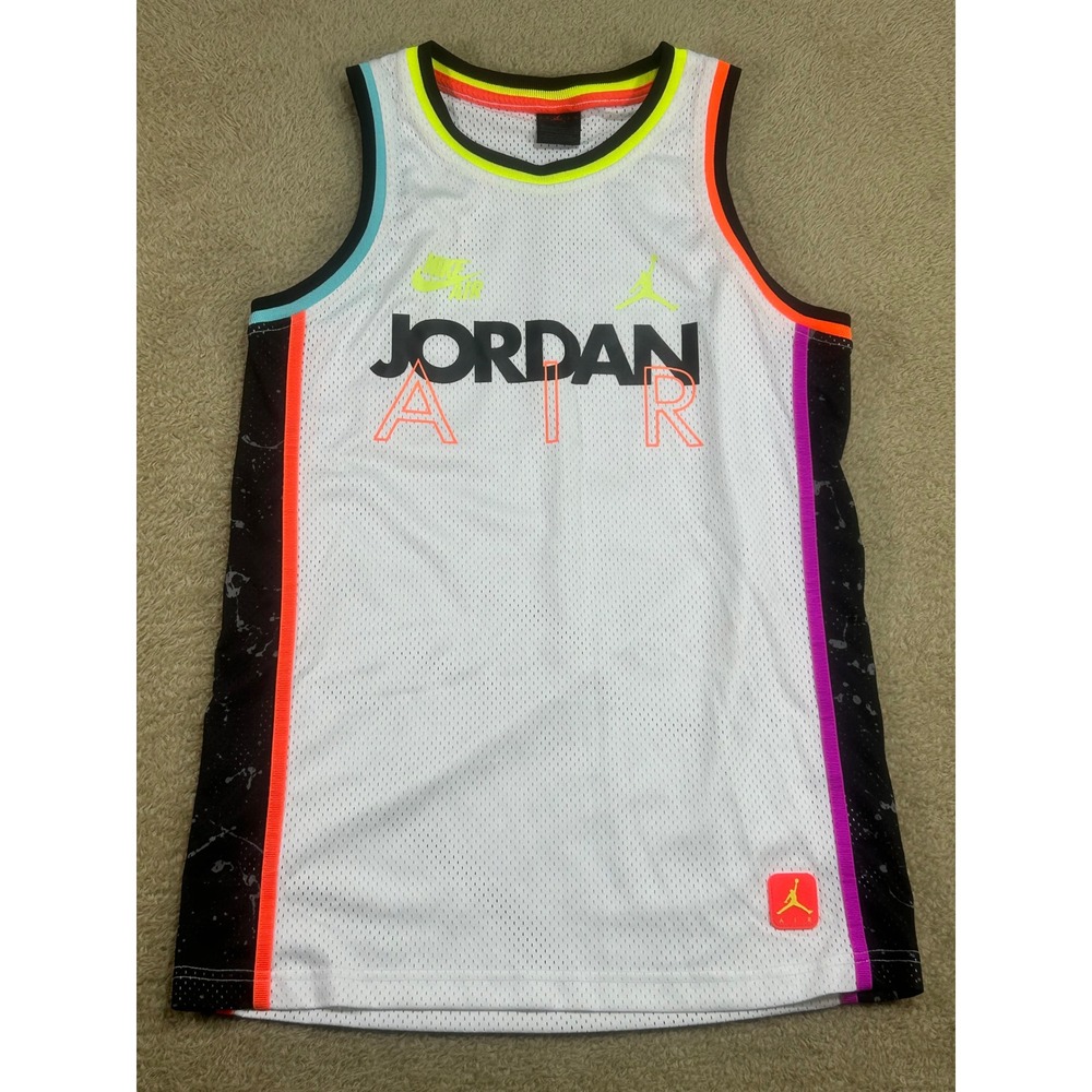 Jordan Air Basketball Kids Jersey White Neon Orange Purple Black XL‎ 13-15YRS